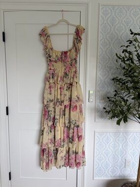 NWT Petal & Pup Floral Tiered Maxi Dress - Pink // Butter Yellow